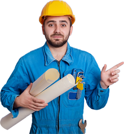Plumber with blueprint